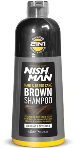 שמפו צבע חום לשיער ולזקן NISHMAN Hair & Beard Care Brown Shampoo 400ml