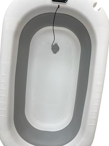 אמבטיה מתקפלת מסיליקון – צבע אפור כולל טרמומטר דיגיטלי
