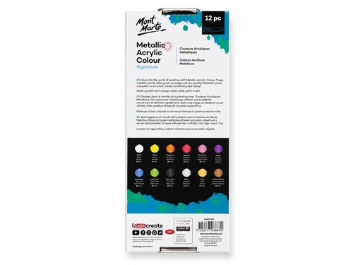 סט צבעי אקריליק מטאליים Mont Marte Signature – 12 יחידות × 36 מ״ל