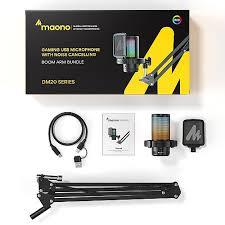 מיקרופון גיימרים כולל ביטול רעשים וזרוע Maono DGM20S GamerWave - צבע שחור