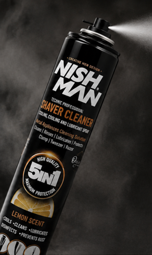 ספריי ניקוי וחיטוי למכונות גילוח ותספורת NISHMAN SHAVER CLEANER 5IN1 Lemon Scent 769ml