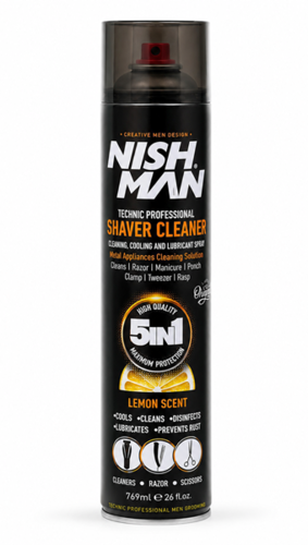 ספריי ניקוי וחיטוי למכונות גילוח ותספורת NISHMAN SHAVER CLEANER 5IN1 Lemon Scent 769ml