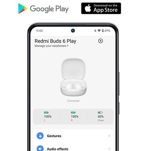 אוזניות אלחוטיות Xiaomi Redmi Buds 6 Play - צבע לבן - שנה אחריות יבואן רשמי על ידי המילטון