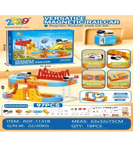 רכבת הרים מגנטית 97 חלקים Magnetic Rail Car