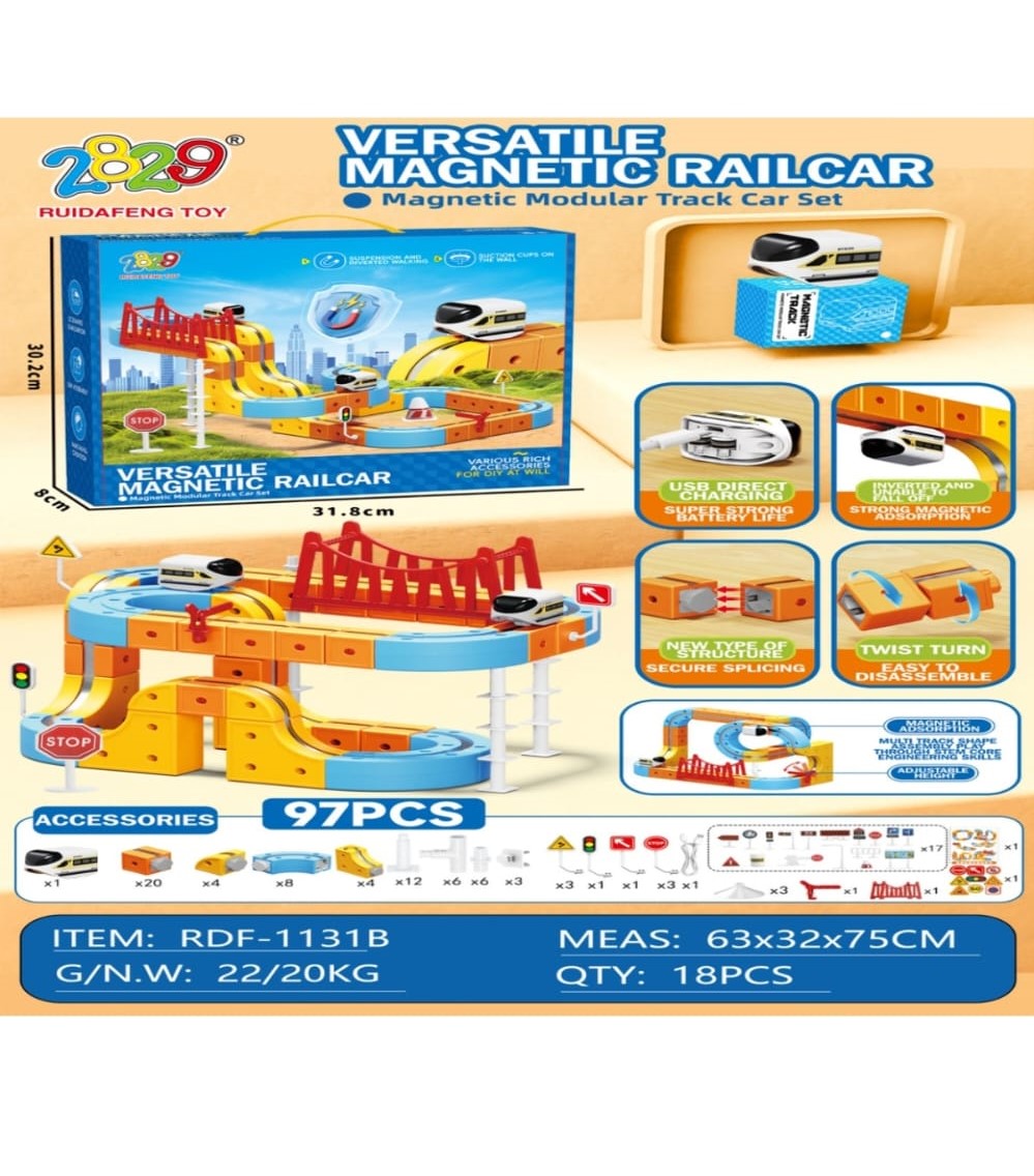 רכבת הרים מגנטית 97 חלקים Magnetic Rail Car