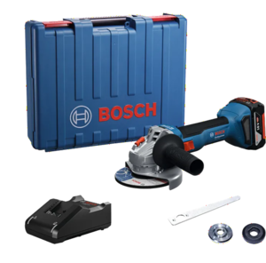 משחזת זוית 125 מ"מ (“5) כולל סוללה 4AH ומטען GWS 18V-8 מבית BOSCH בוש