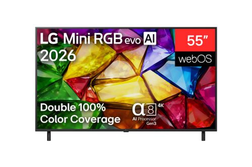 טלוויזיה חכמה 55 אינץ' LG Mini RGB evo AI 4K דגם 55MRGB85B6C