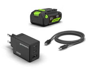 קיט סוללה 24V 4Ah עם מטען USB-C 65W - עוצמה, טעינה מהירה וגמישות מלאה בכל מקום Greenworks K2S4BEAA1