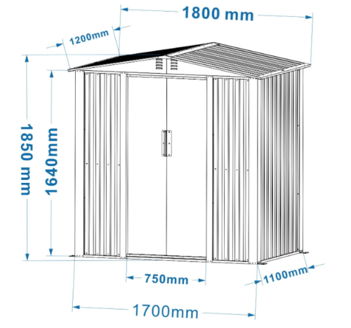 מחסן מתכת פרמיום דגם 1.80X1.20 Garden Top DS2