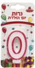 נר יום הולדת מסגרת אדומה - מספר 0 