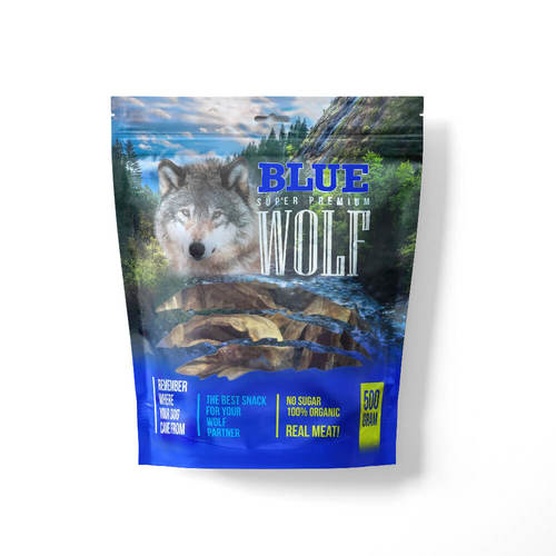 אוזני ארנבת ממולאות בשר עוף ושמן זית Blue Wolf Super Premium 500 גרם — חנות חיות חיות בעיר ויצמן 8 רחובות