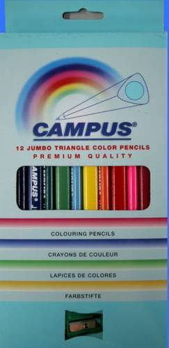 עפרונות צבעוניים משולשים 1/12 ג'מבו CAMPUS