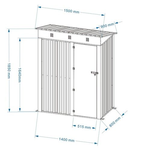מחסן מתכת דגם SA5 מידה Garden Top 0.75X1.50