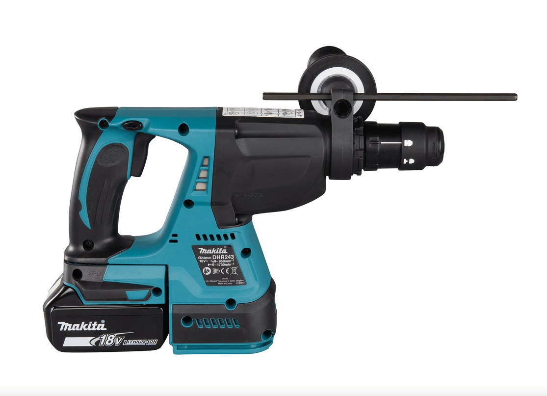 פטישון נטען 18V Makita DHR243Z SDS Plus Brushless עם חציבה עוצמת הלימה 2.0J קידוח בטון עד 24 מ״מ גוף בלבד