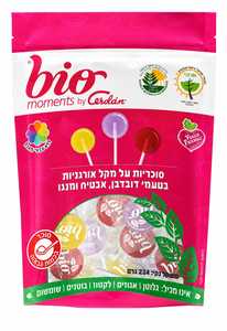 סוכריות על מקל אורגניות בטעמי דובדבן, אבטיח ומנגו bio