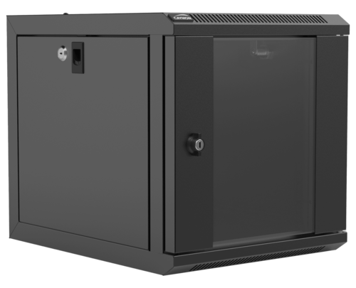 ארון תלייה 6U חצי Caymon NPR406/B ,Rack - שחור  עם דלת זכוכית