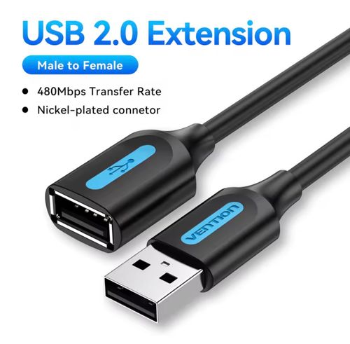 כבל מאריך USB 2.0 זכר / נקבה 5 מטר Vention | Extension Cable