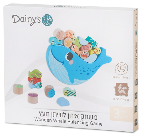 משחק איזון לוויתן 21 חלקים מעץ מלא