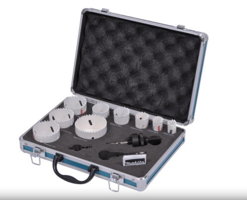 סט כוסות קידוח לחשמלאים Makita D-47282 כולל 12 חלקים קטרים 19 עד 68 מ״מ