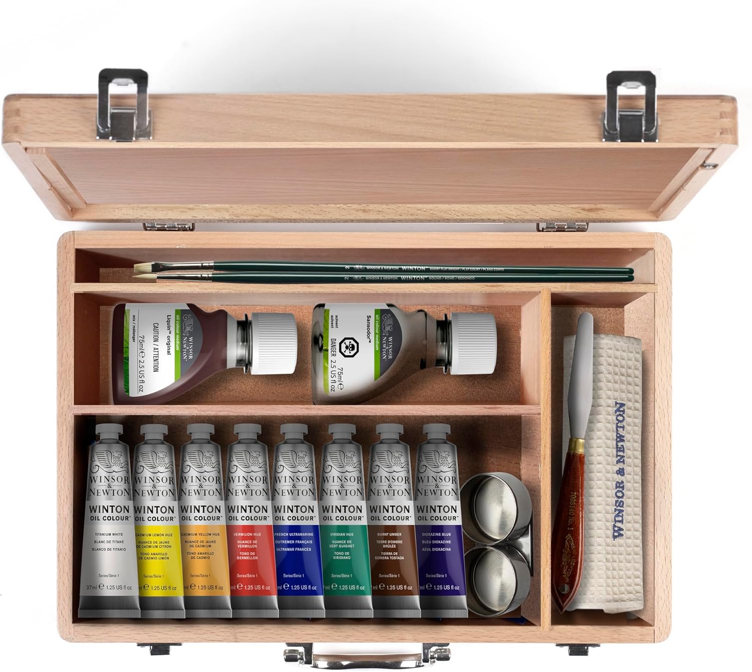 מזוודת עץ של צבעי שמן ואביזרים WINTON WOODEN PAINT SET