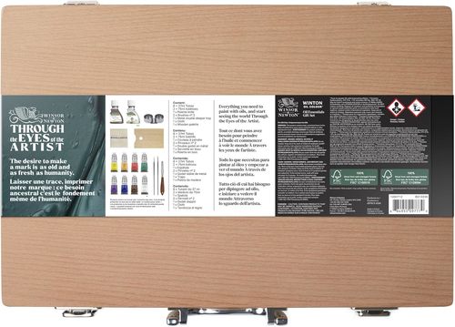מזוודת עץ של צבעי שמן ואביזרים WINTON WOODEN PAINT SET