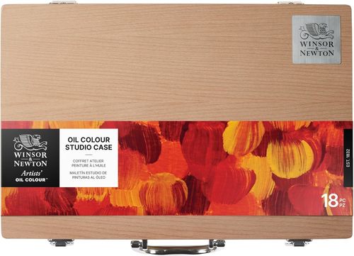 מזוודת עץ של צבעי שמן ואביזרים ARTISTS OIL SET
