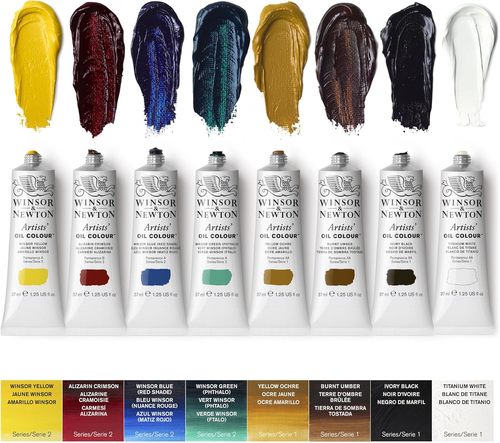 מזוודת עץ של צבעי שמן ואביזרים ARTISTS OIL SET
