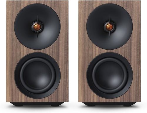 זוג רמקולים מדפיים מוגברים  Cambridge Audio Ultra compact active stereo speakers L/R S בצבע אגוז