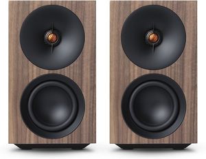 זוג רמקולים מדפיים מוגברים  Cambridge Audio Ultra compact active stereo speakers L/R S בצבע אגוז