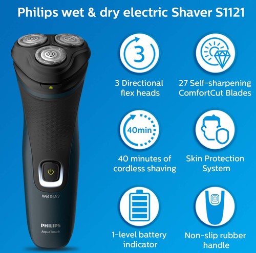 מכונת גילוח נטענת שימוש יבש/רטוב Philips S1121/41