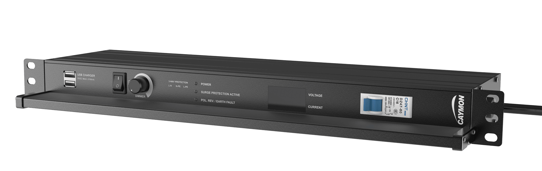 מפצל חשמל 9 יציאות, Caymon PSR529G/B ,19" 1U