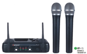 סט אלוחטי כפול 2 מיקרופנים ידניים KRSECT WR-15D/HT15 UHF