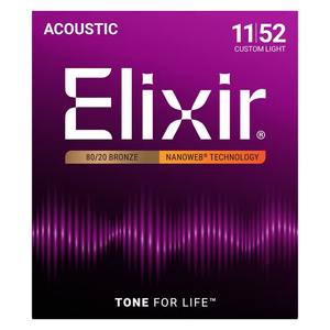 סט מיתרים לאקוסטית 11027 ELIXIR NANOWEB 11-52