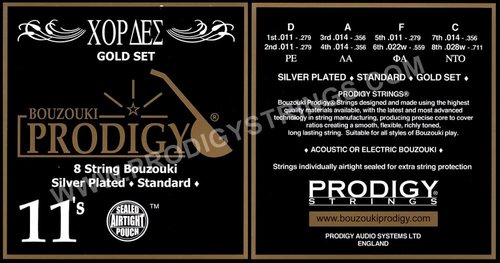 סט מיתרים לבוזוקי  Prodigy GOLD Silver Plated Wound 0.11