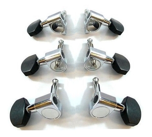 סט מפתחות לגיטרה אקוסטית 3+3 כרום ראש שחור SG115CR