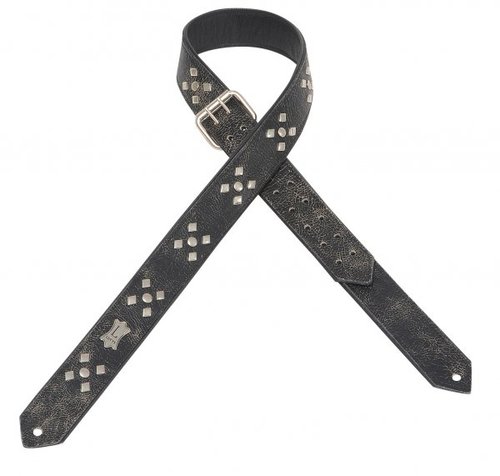 רצועה לגיטרה מעור אבזמים אפורה PM28DR-BLK