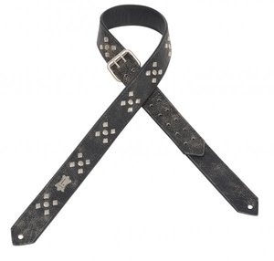 רצועה לגיטרה מעור אבזמים אפורה PM28DR-BLK