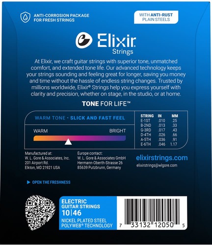סט מיתרים לחשמלית ELIXIR POLYWEB 12050 10-46