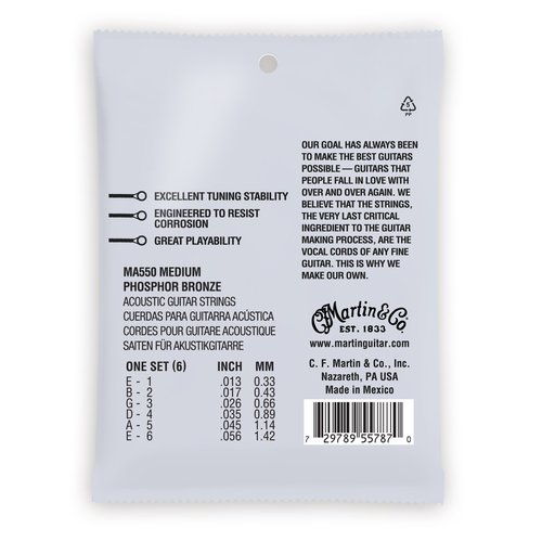 סט מיתרים 0.13 לאקוסטית MARTIN SP  Phosphor Bronze AUTHENTIC  MA550