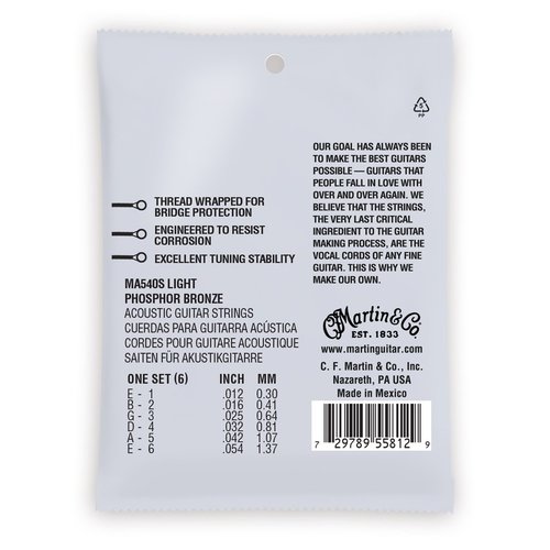 סט מיתרים 012 לאקוסטית Martin MA540S Marquis Phosphor Bronze Authentic Silked