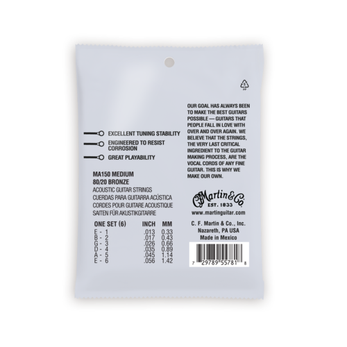 סט מיתרים 0.13 לגיטרה אקוסטית MARTIN AUTHENTIC SP MA150