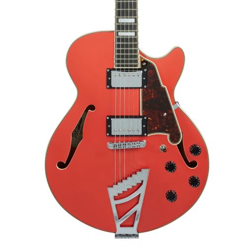 גיטרה רבע נפח + נרתיק D'Angelico Premier SS FIESTA RED stair step tail