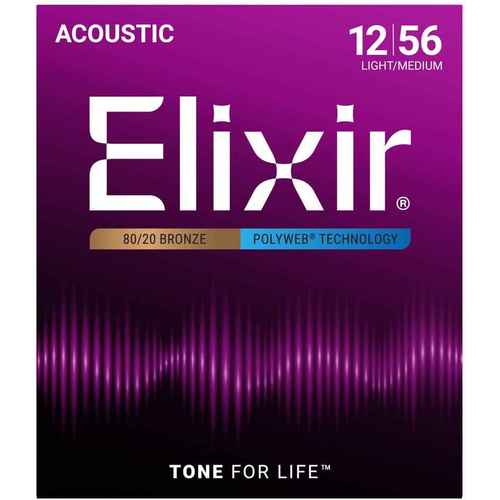 סט מיתרים לאקוסטית ELIXIR POLYWEB Light/Medium 11075 12-56