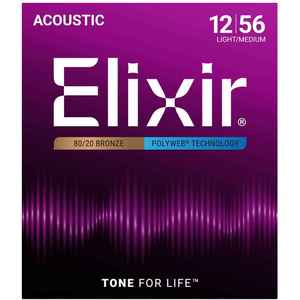 סט מיתרים לאקוסטית ELIXIR POLYWEB Light/Medium 11075 12-56
