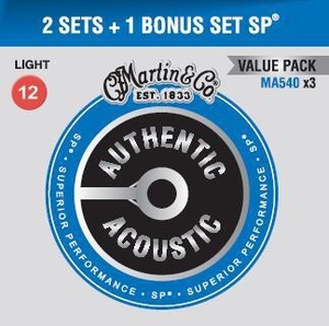 מארז 3 סטים 0.12 לאקוסטית MARTIN SP Phosphor Bronze AUTHENTIC MA540