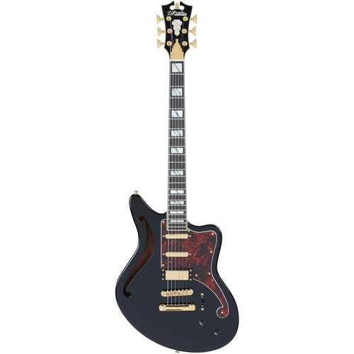 גיטרה חשמלית + ארגז D'Angelico DELUXE BEDFORD BLACK w/ stop-bar