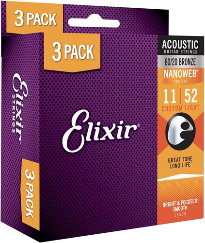 מארז 3 סטים 11027 לאקוסטית ELIXIR NANOWEB 16538 11-52