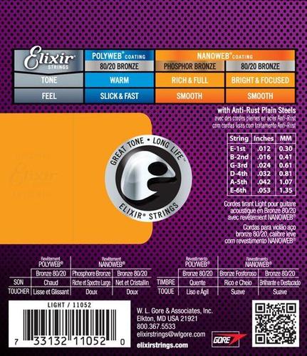 סט מיתרים לאקוסטית 11052 ELIXIR NANOWEB 12-53
