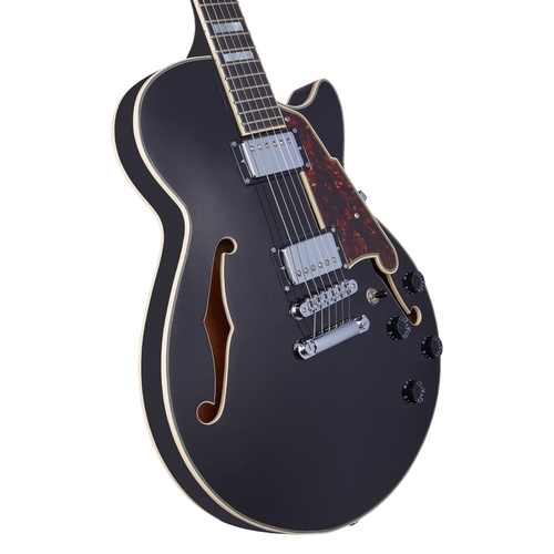 גיטרה רבע נפח + נרתיק D'Angelico Premier SS BLACK FLAKE stop-bar tailpi