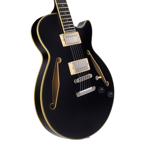 גיטרה חשמלית 1/4 נפח כולל ארגז D'Angelico EXCEL SS TOUR SOLID BLACK